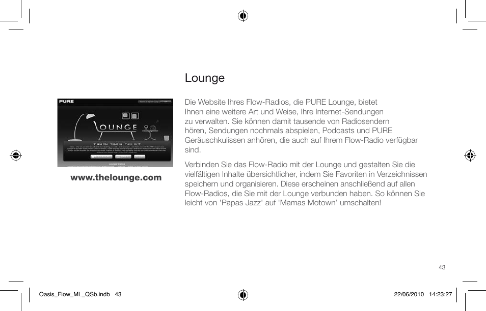 Lounge | Pure Oasis Flow - Quick Start Guide User Manual | Page 43 / 92