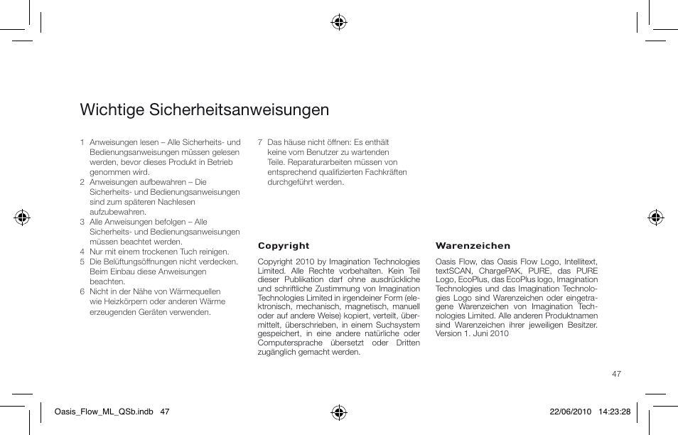 Wichtige sicherheitsanweisungen | Pure Oasis Flow - Quick Start Guide User Manual | Page 47 / 92