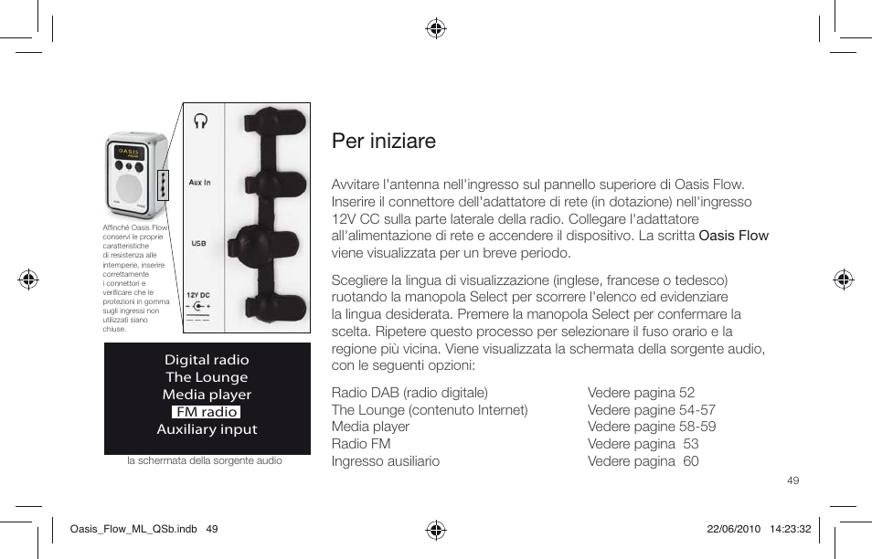 Per iniziare | Pure Oasis Flow - Quick Start Guide User Manual | Page 49 / 92