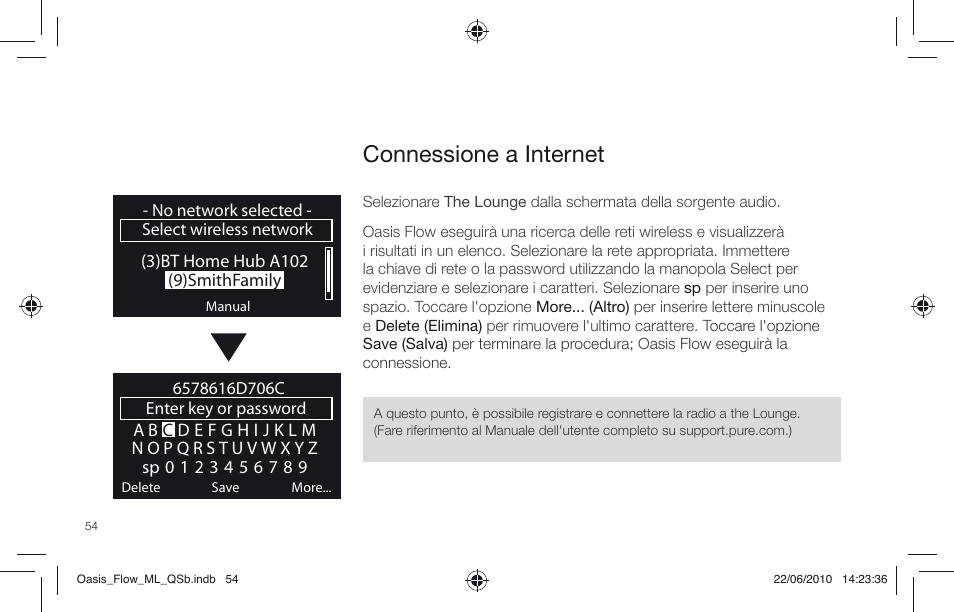 Connessione a internet | Pure Oasis Flow - Quick Start Guide User Manual | Page 54 / 92