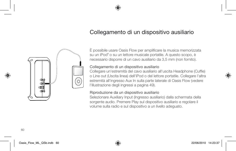 Collegamento di un dispositivo ausiliario | Pure Oasis Flow - Quick Start Guide User Manual | Page 60 / 92