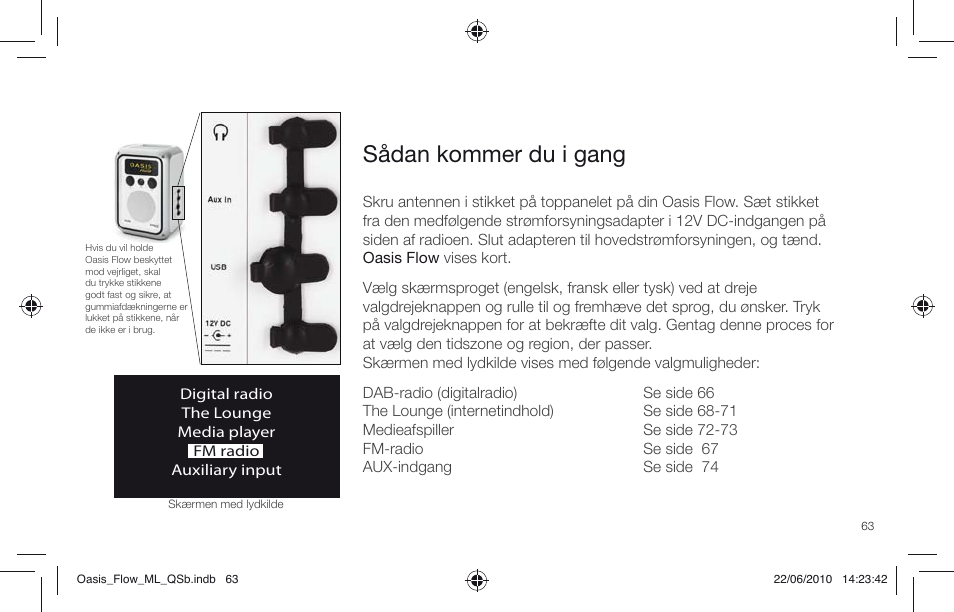 Sådan kommer du i gang | Pure Oasis Flow - Quick Start Guide User Manual | Page 63 / 92