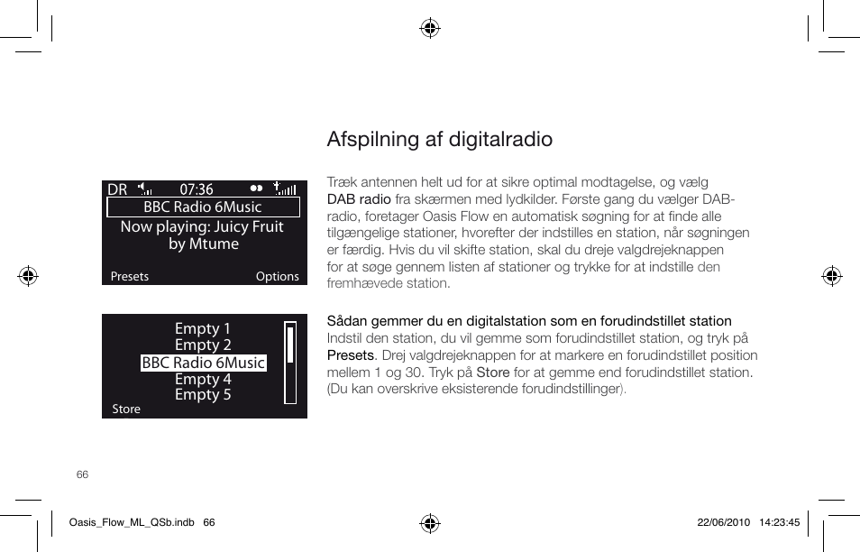 Afspilning af digitalradio | Pure Oasis Flow - Quick Start Guide User Manual | Page 66 / 92