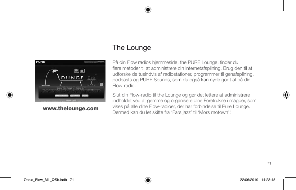 The lounge | Pure Oasis Flow - Quick Start Guide User Manual | Page 71 / 92