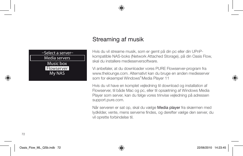 Streaming af musik | Pure Oasis Flow - Quick Start Guide User Manual | Page 72 / 92
