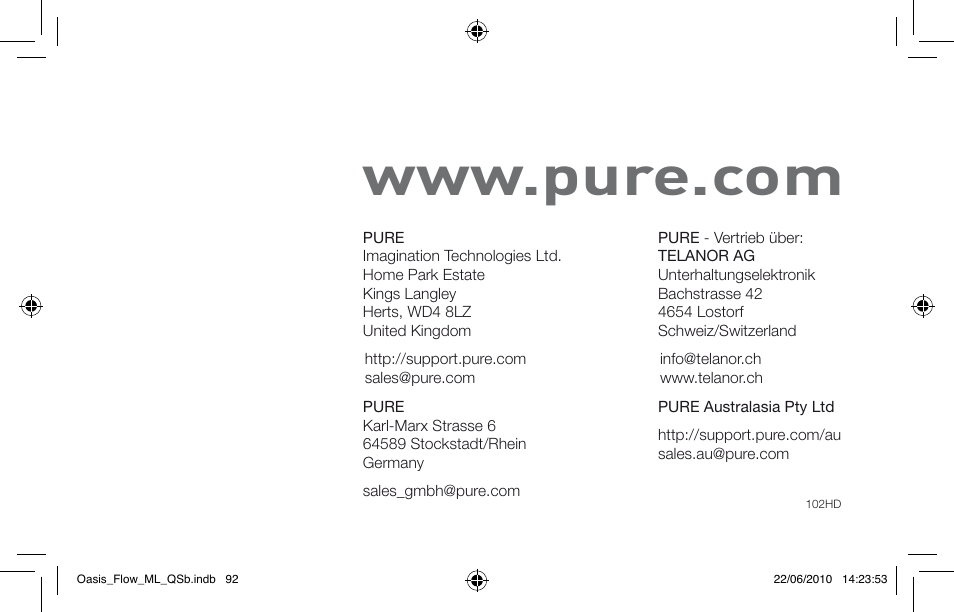 Pure Oasis Flow - Quick Start Guide User Manual | Page 92 / 92