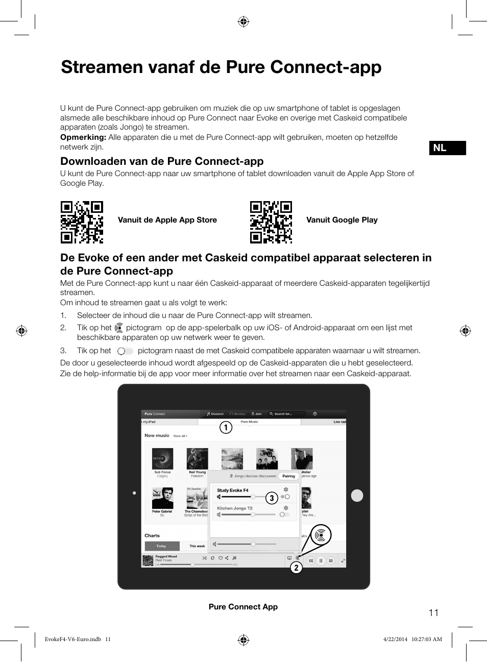 Streamen vanaf de pure connect-app, Downloaden van de pure connect-app | Pure Evoke F4 with Bluetooth User Manual | Page 121 / 164