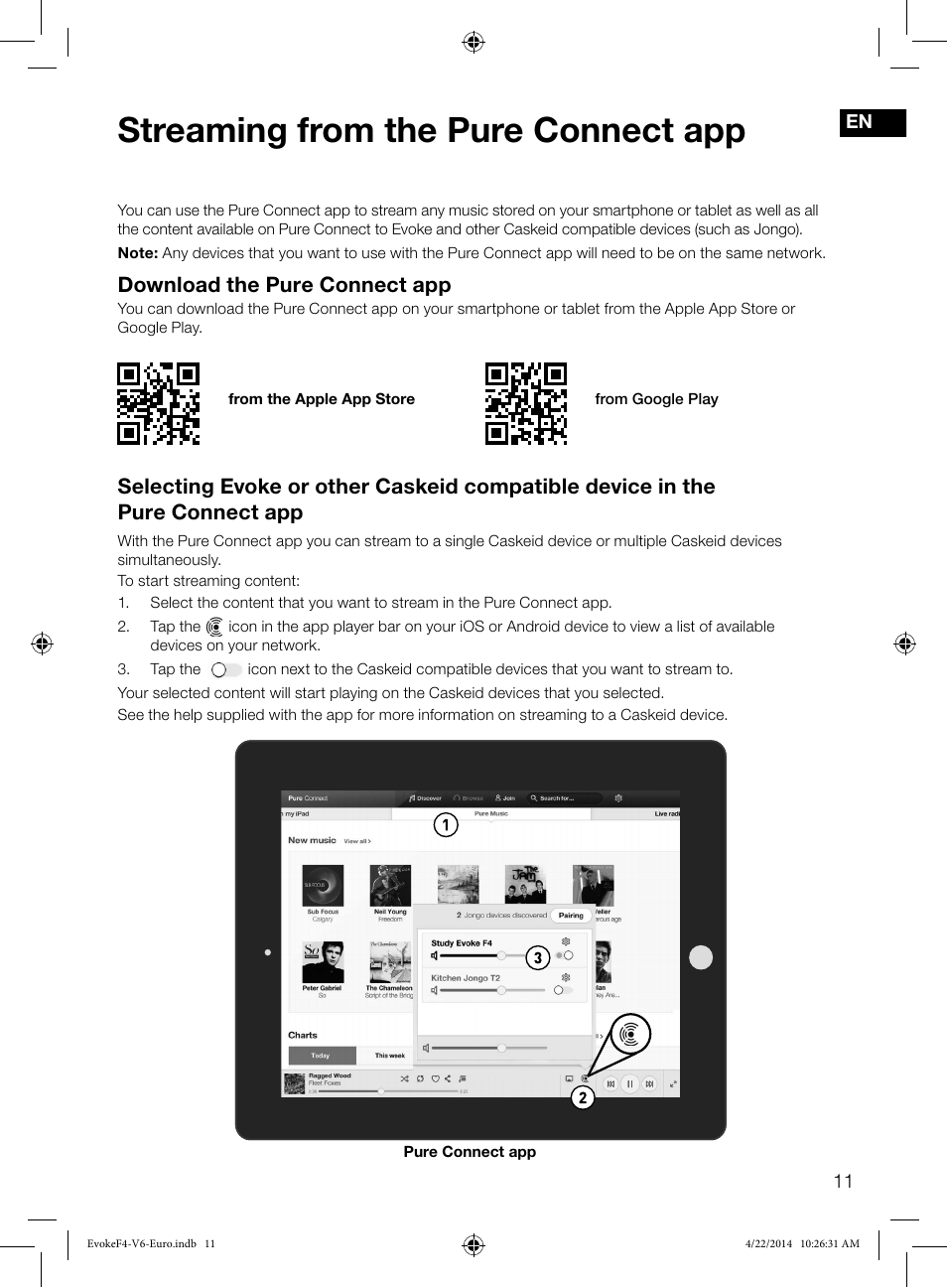 Streaming from the pure connect app, Download the pure connect app | Pure Evoke F4 with Bluetooth User Manual | Page 13 / 164