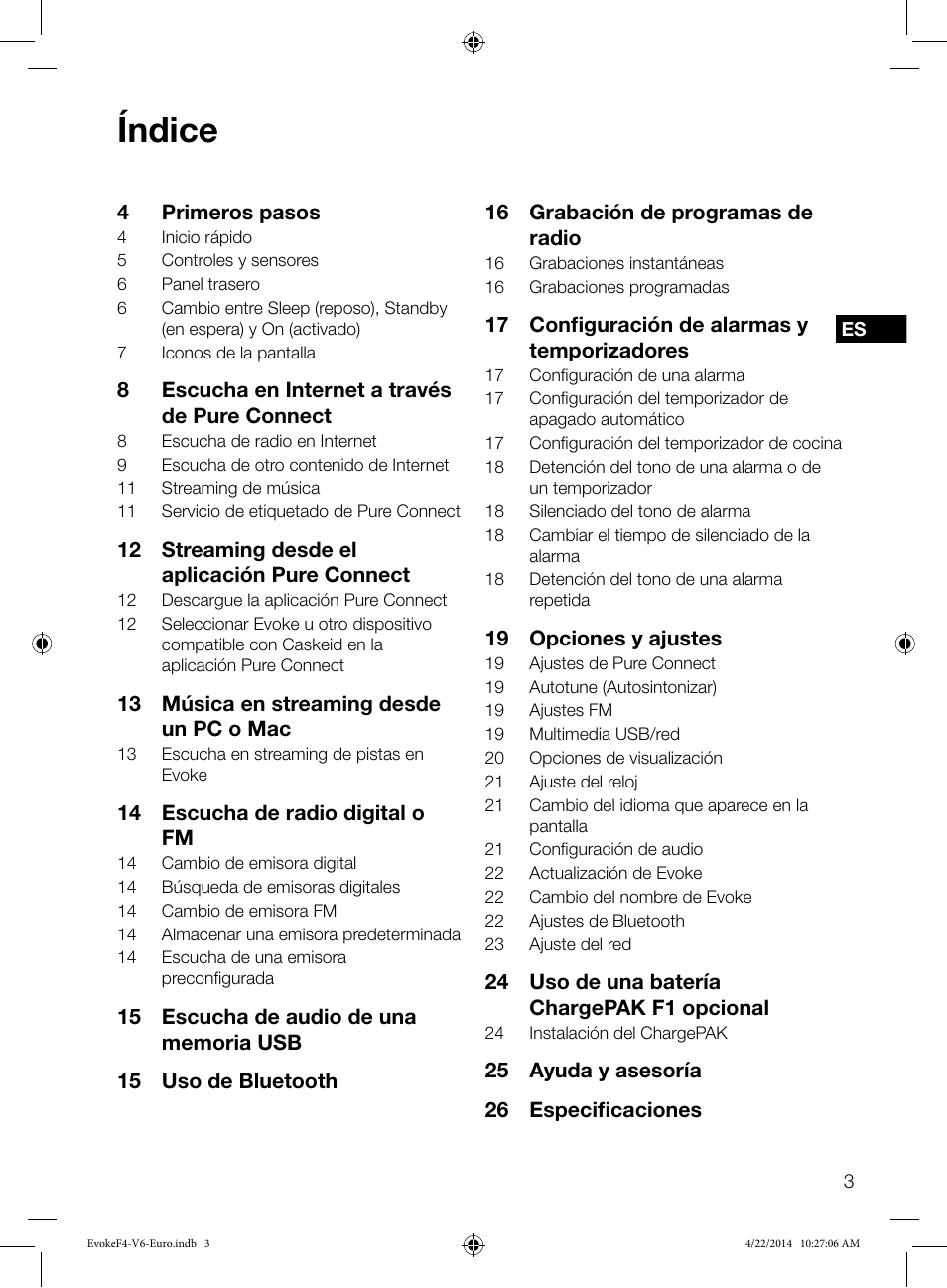 Índice | Pure Evoke F4 with Bluetooth User Manual | Page 139 / 164