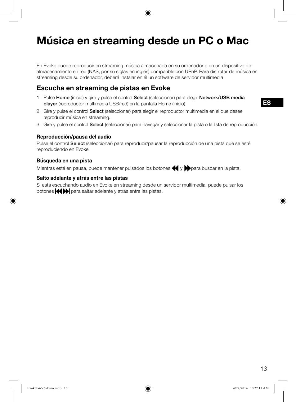 Música en streaming desde un pc o mac, Escucha en streaming de pistas en evoke | Pure Evoke F4 with Bluetooth User Manual | Page 149 / 164