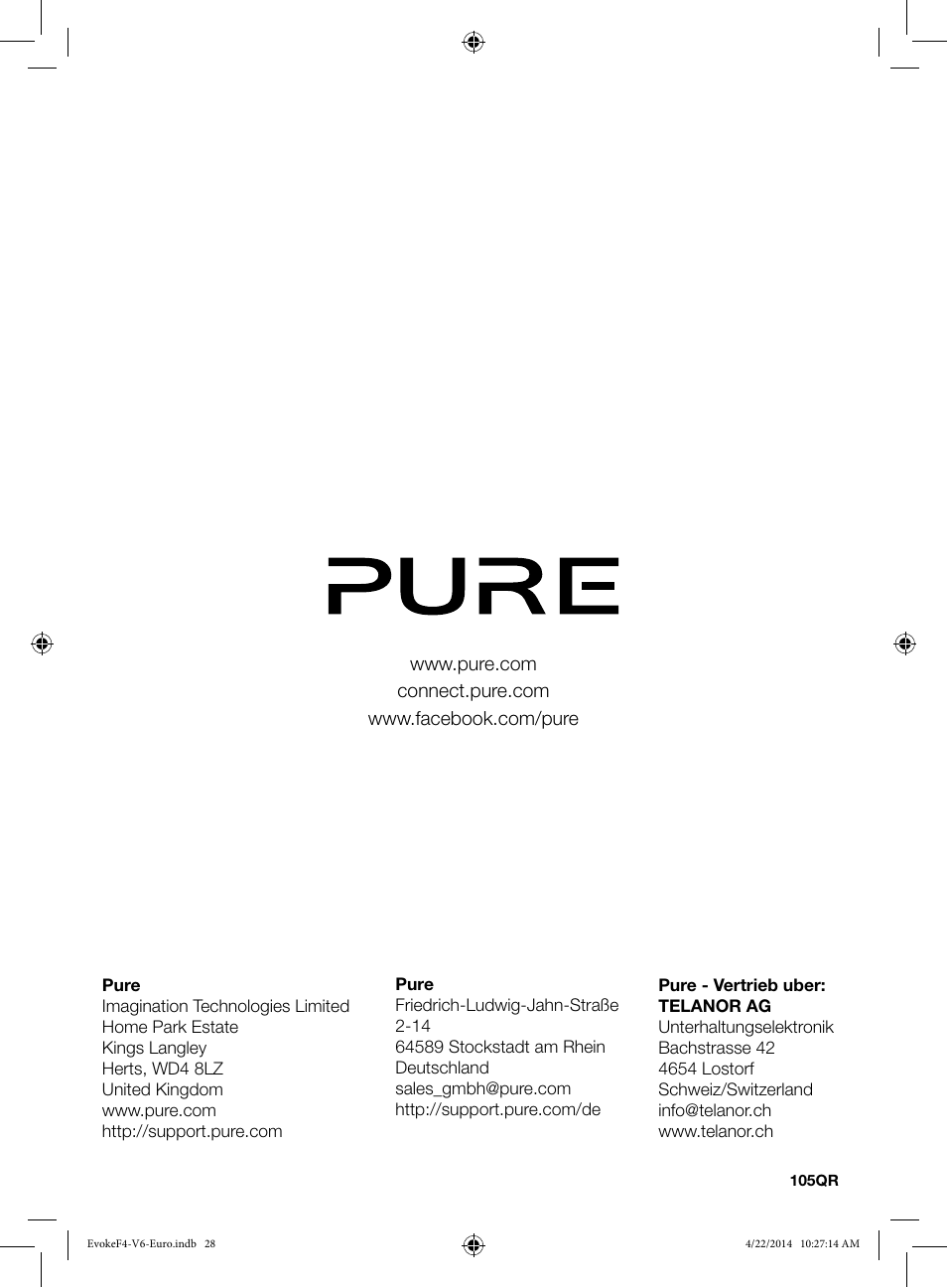 Pure Evoke F4 with Bluetooth User Manual | Page 164 / 164