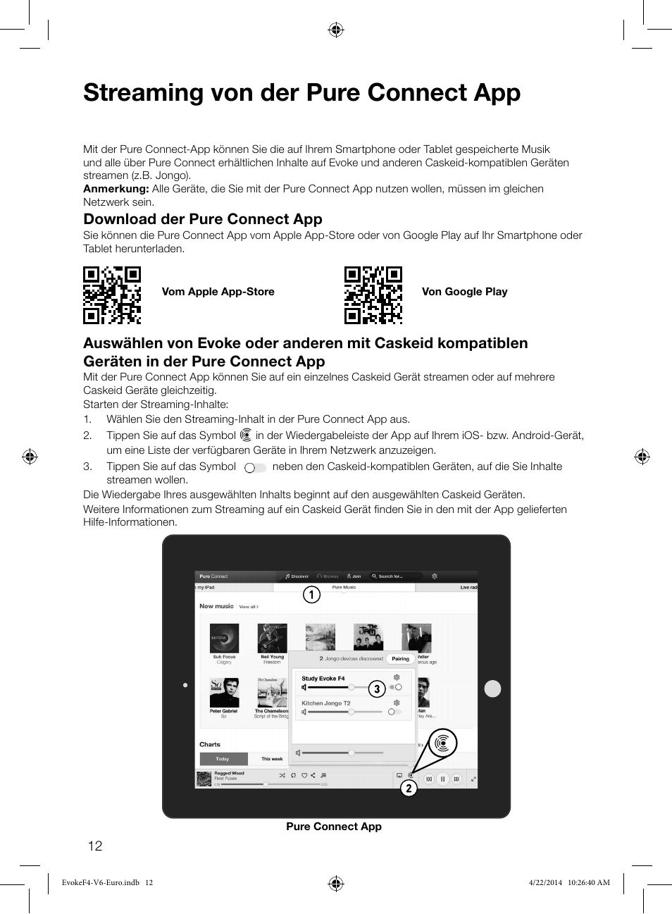 Streaming von der pure connect app, Download der pure connect app | Pure Evoke F4 with Bluetooth User Manual | Page 38 / 164