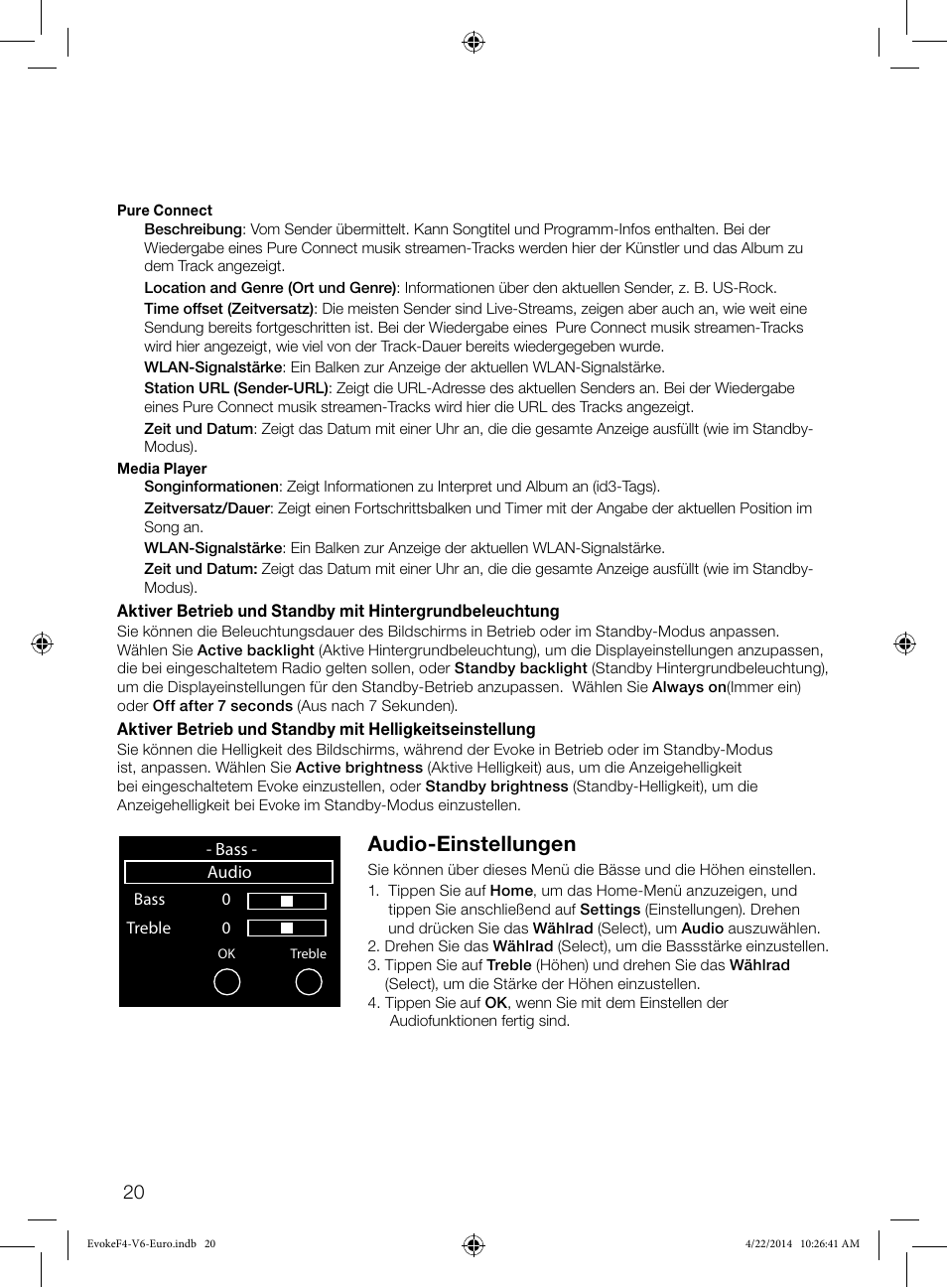 Audio-einstellungen | Pure Evoke F4 with Bluetooth User Manual | Page 46 / 164