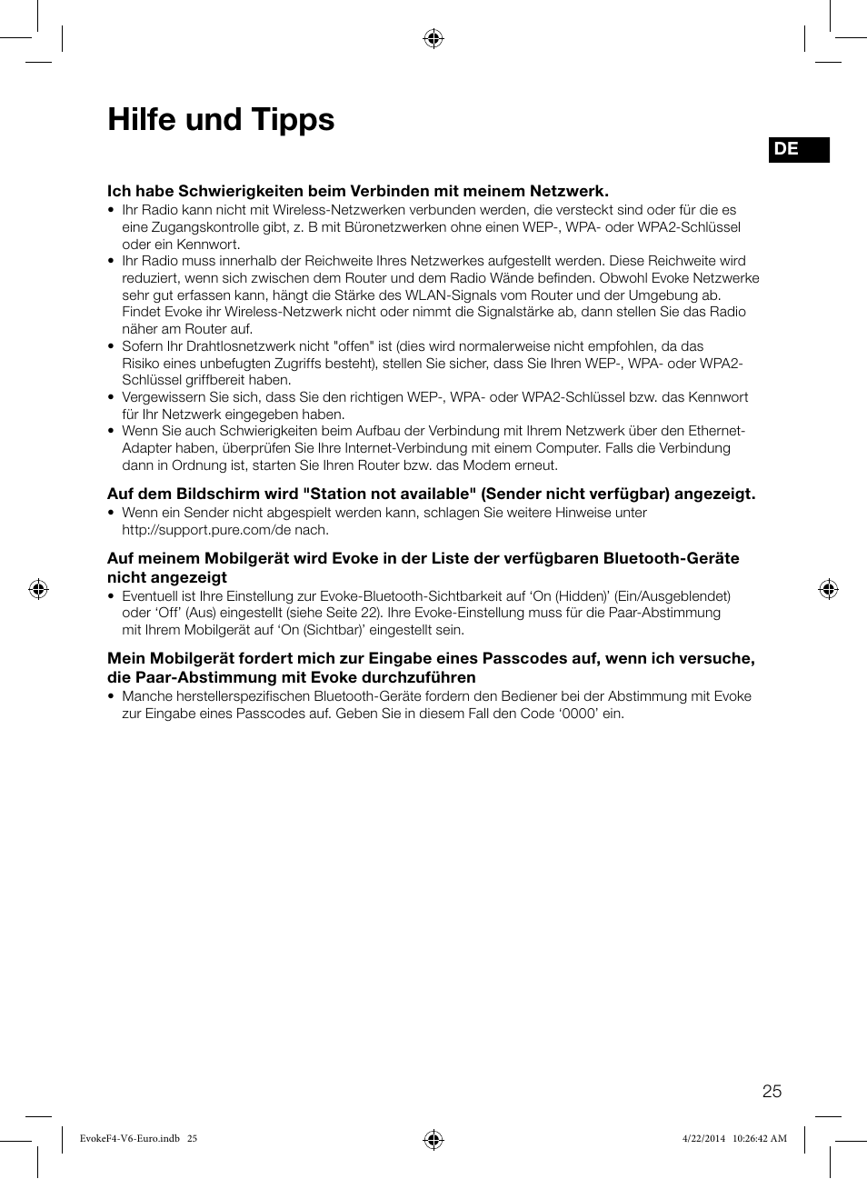 Hilfe und tipps | Pure Evoke F4 with Bluetooth User Manual | Page 51 / 164