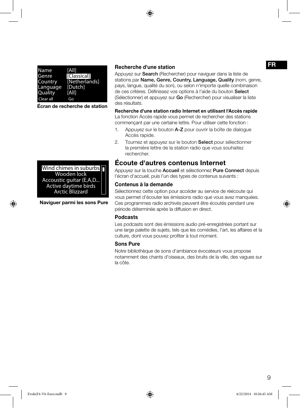 Écoute d'autres contenus internet | Pure Evoke F4 with Bluetooth User Manual | Page 63 / 164