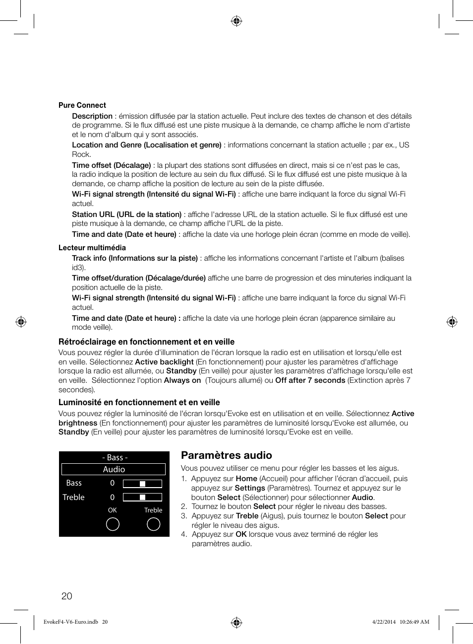 Paramètres audio | Pure Evoke F4 with Bluetooth User Manual | Page 74 / 164