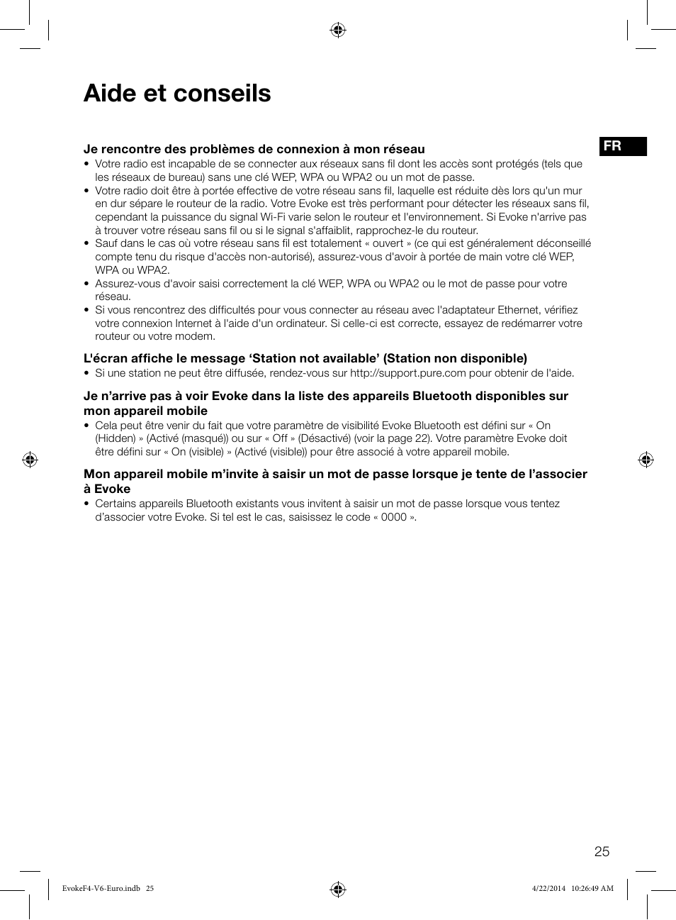 Aide et conseils | Pure Evoke F4 with Bluetooth User Manual | Page 79 / 164