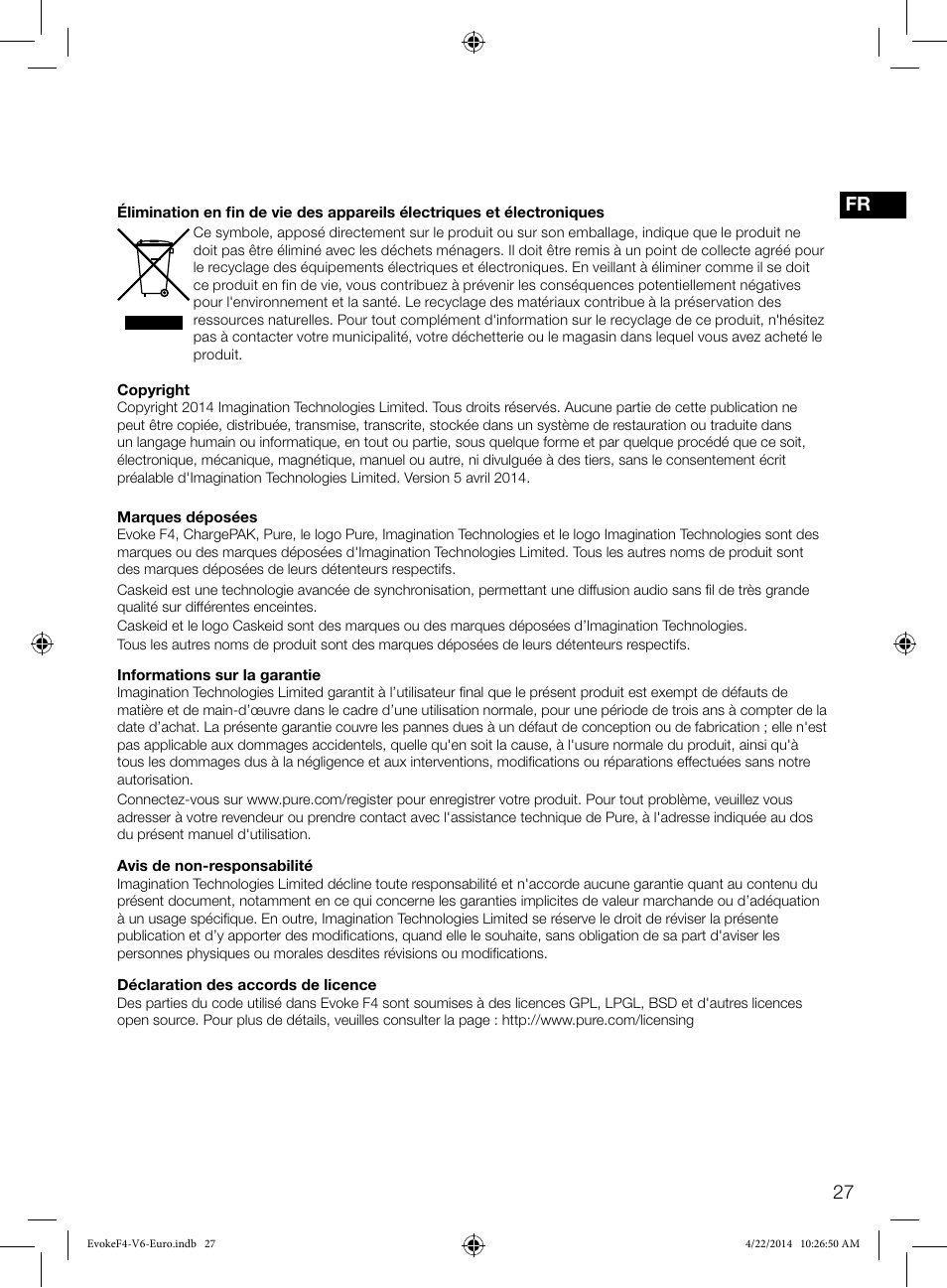 27 fr | Pure Evoke F4 with Bluetooth User Manual | Page 81 / 164