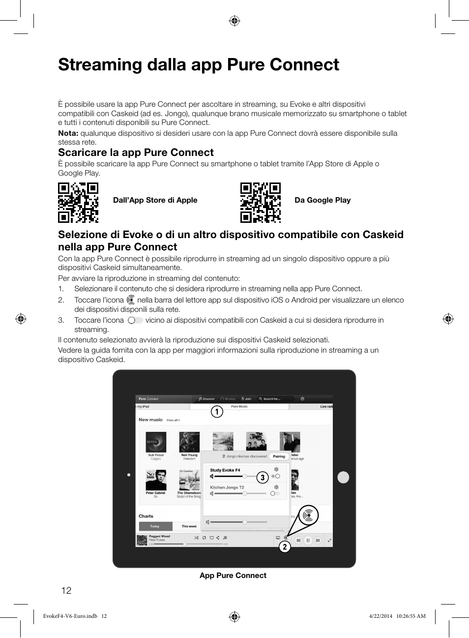 Streaming dalla app pure connect, Scaricare la app pure connect | Pure Evoke F4 with Bluetooth User Manual | Page 94 / 164