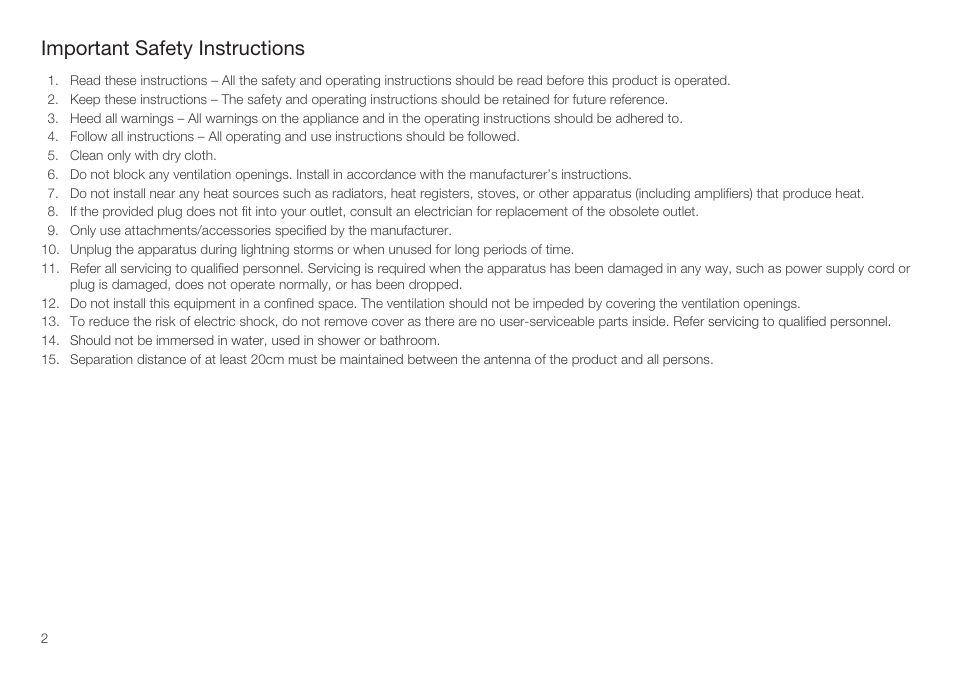 Important safety instructions | Pure Contour - User Guide User Manual | Page 2 / 22