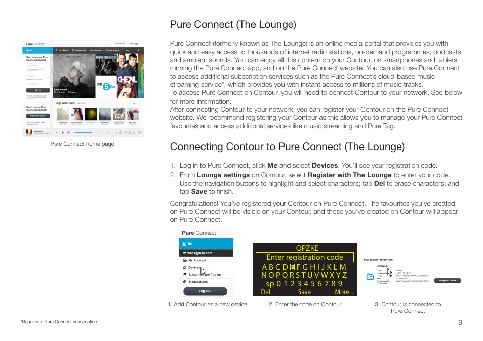 Pure connect (the lounge), Connecting contour to pure connect (the lounge) | Pure Contour - User Guide User Manual | Page 9 / 22