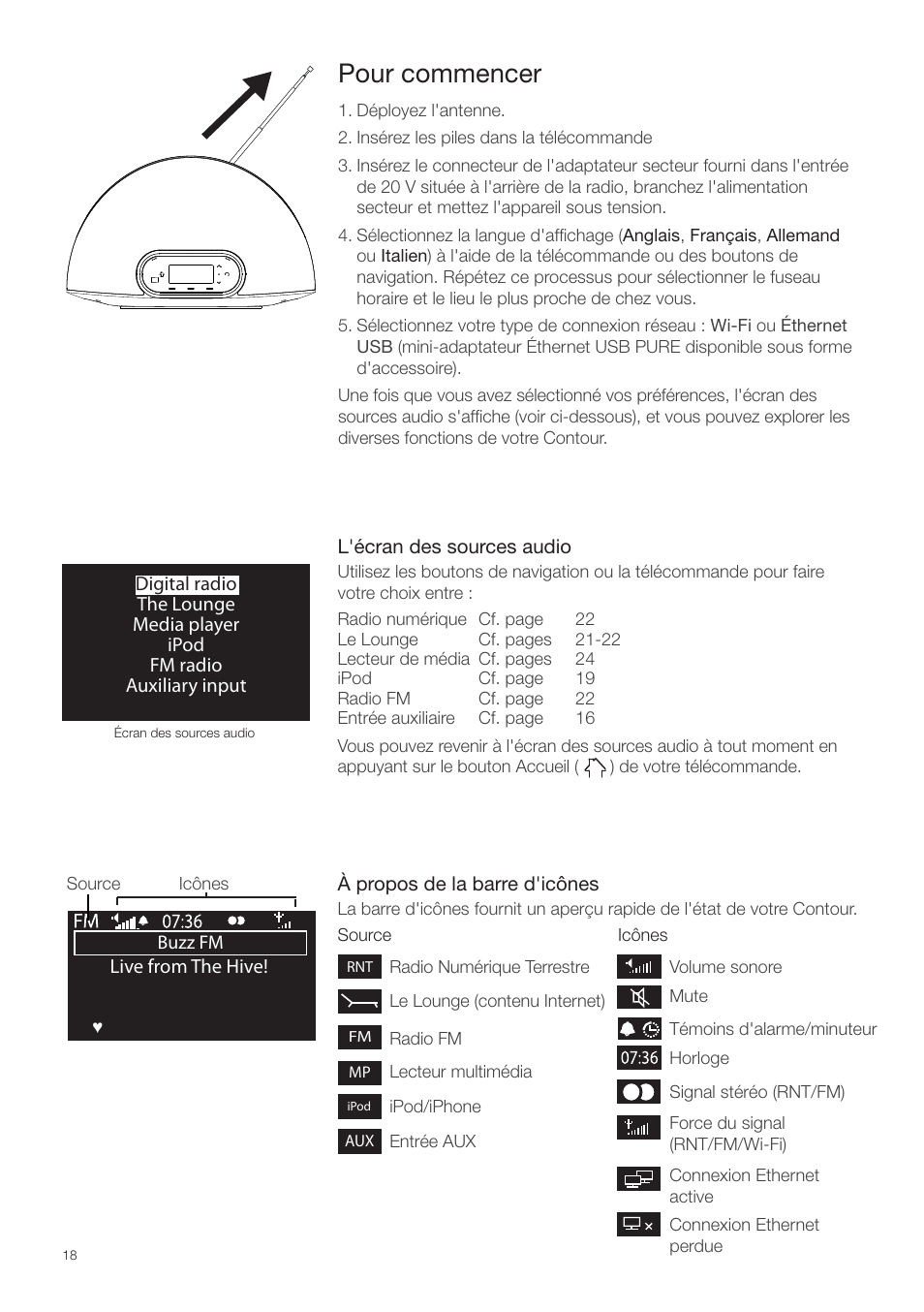 Pour commencer | Pure Contour - Quick Start Guide User Manual | Page 18 / 76
