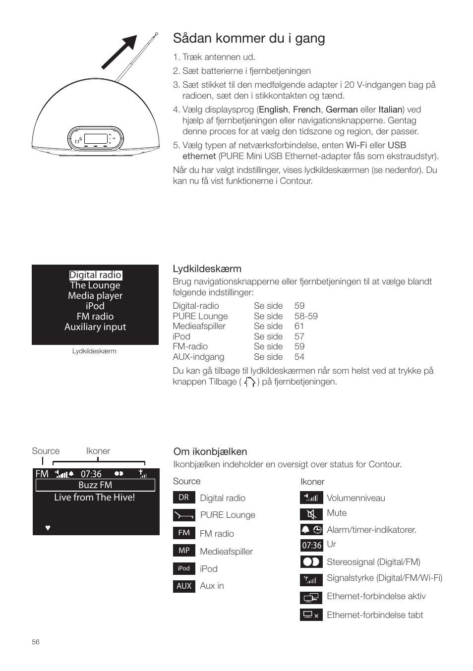 Sådan kommer du i gang | Pure Contour - Quick Start Guide User Manual | Page 56 / 76