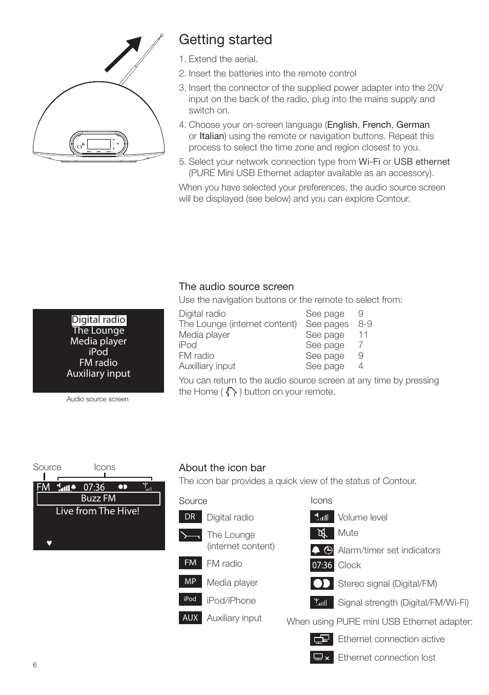 Getting started | Pure Contour - Quick Start Guide User Manual | Page 6 / 76