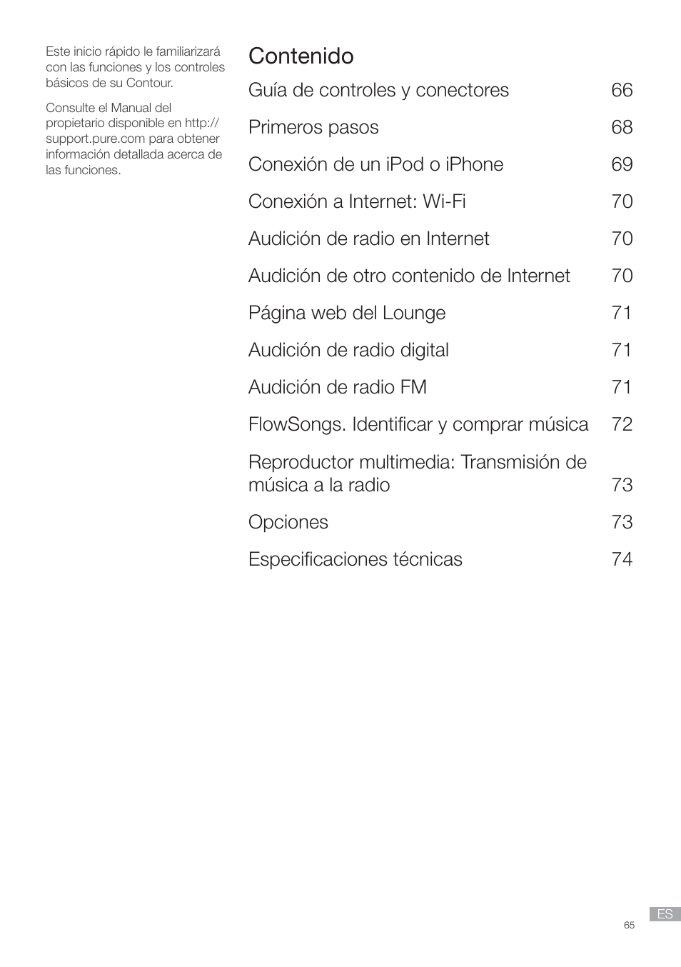 Pure Contour - Quick Start Guide User Manual | Page 65 / 76