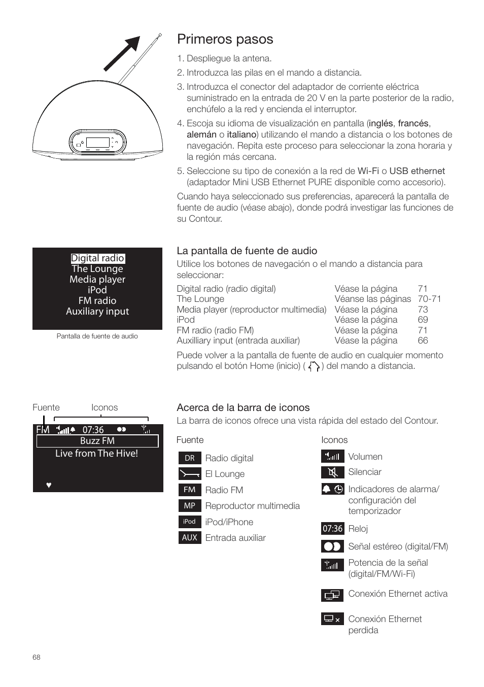 Primeros pasos | Pure Contour - Quick Start Guide User Manual | Page 68 / 76