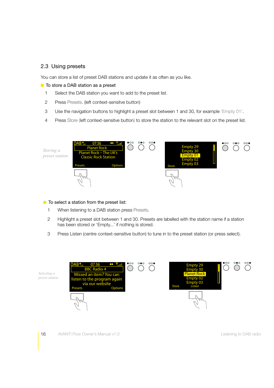 3 using presets | Pure Avanti Flow - User Guide User Manual | Page 16 / 47