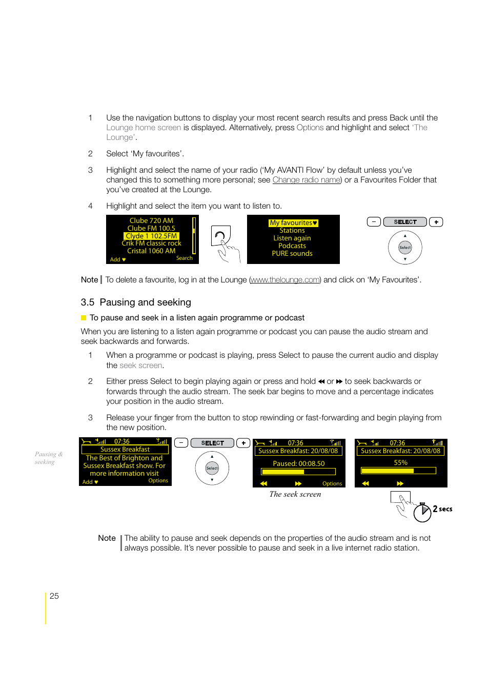 5 pausing and seeking | Pure Avanti Flow - User Guide User Manual | Page 25 / 47