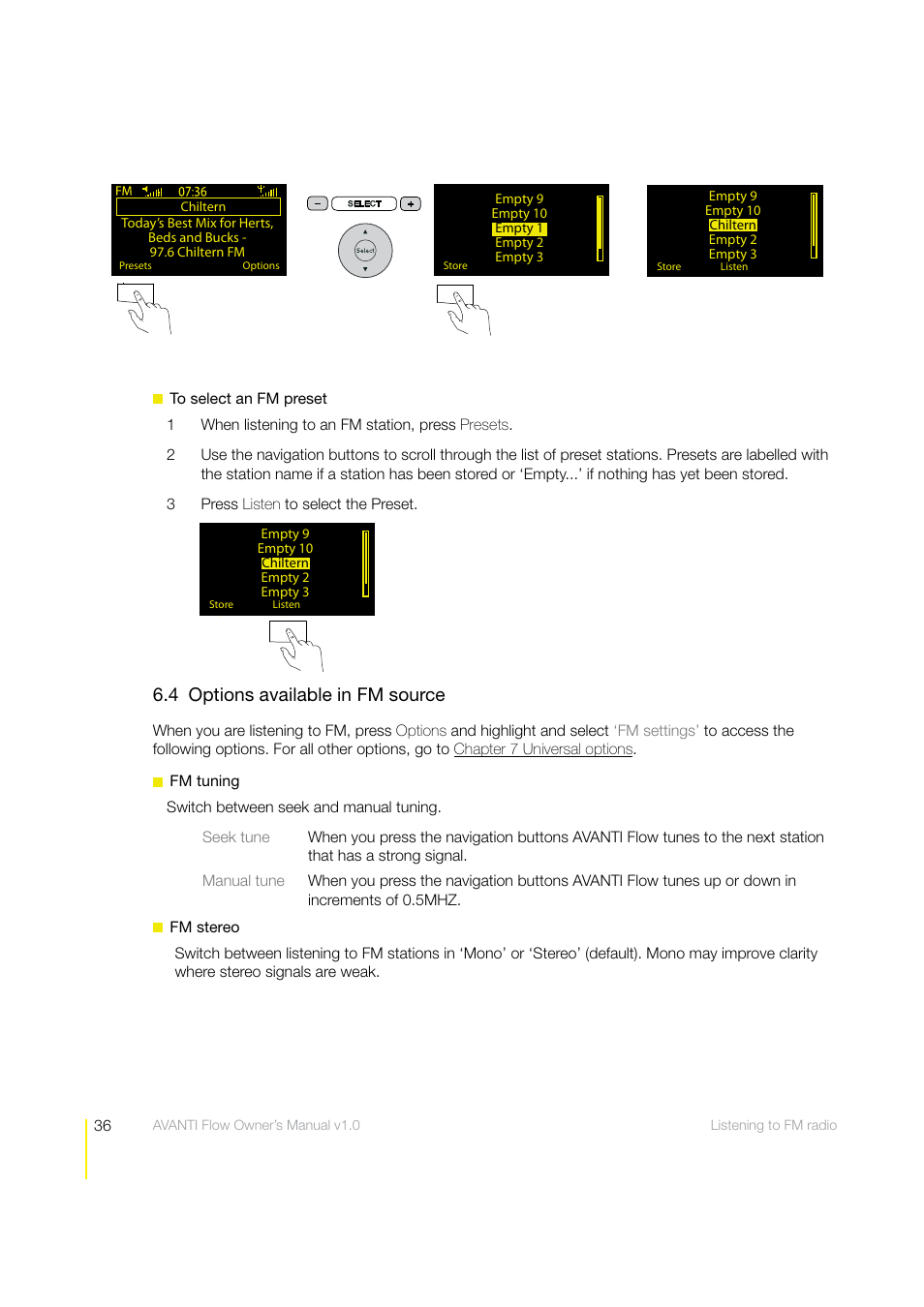 4 options available in fm source | Pure Avanti Flow - User Guide User Manual | Page 36 / 47