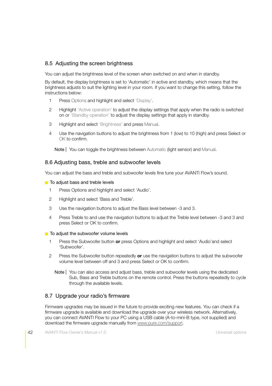 Pure Avanti Flow - User Guide User Manual | Page 42 / 47