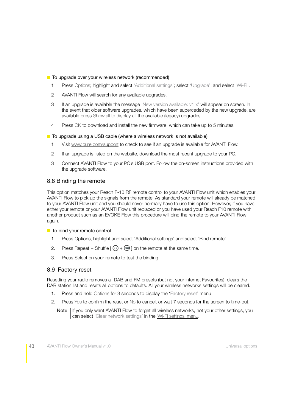 Pure Avanti Flow - User Guide User Manual | Page 43 / 47