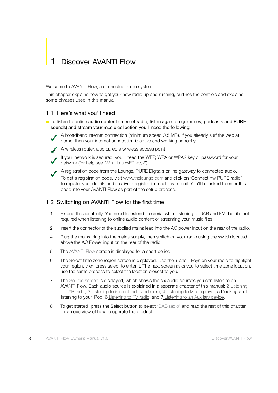 Discover avanti flow | Pure Avanti Flow - User Guide User Manual | Page 8 / 47