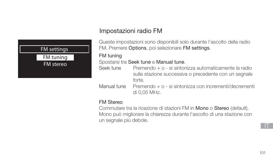 Impostazioni radio fm | Pure Twilight User Manual | Page 101 / 160