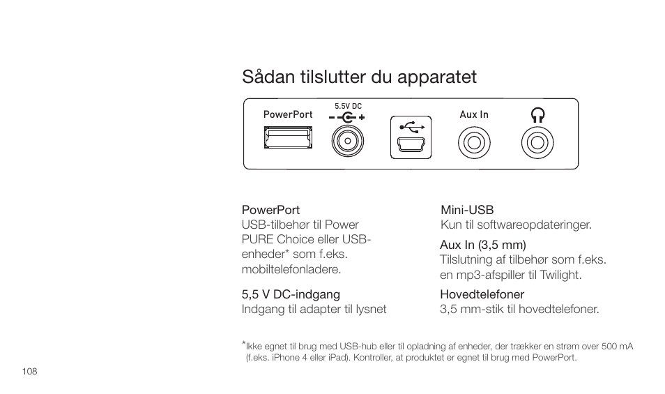 Sådan tilslutter du apparatet | Pure Twilight User Manual | Page 108 / 160