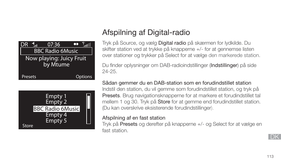 Afspilning af digital-radio | Pure Twilight User Manual | Page 113 / 160