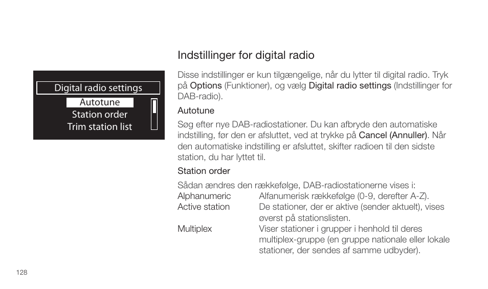 Indstillinger for digital radio | Pure Twilight User Manual | Page 128 / 160