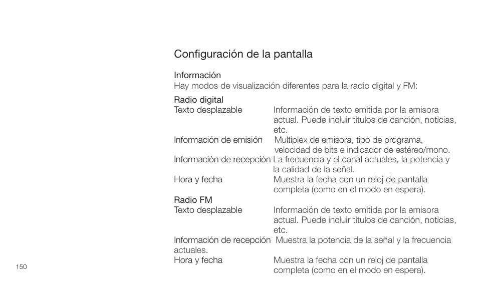 Conﬁguración de la pantalla | Pure Twilight User Manual | Page 150 / 160