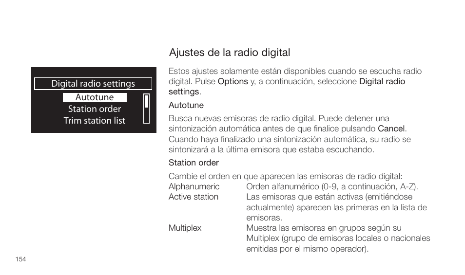 Ajustes de la radio digital | Pure Twilight User Manual | Page 154 / 160