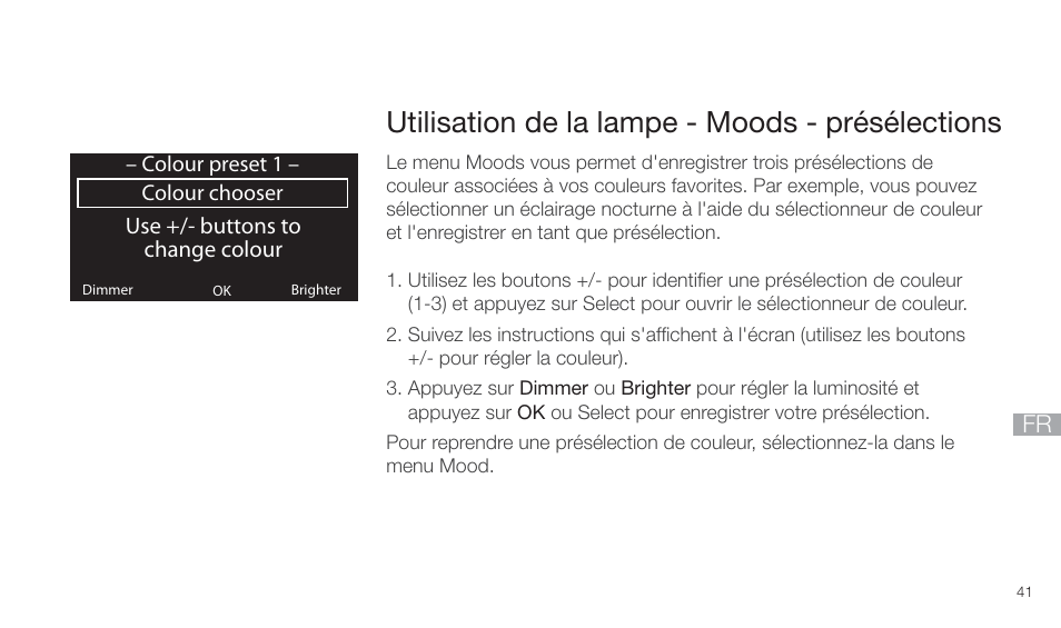 Utilisation de la lampe - moods - présélections | Pure Twilight User Manual | Page 41 / 160