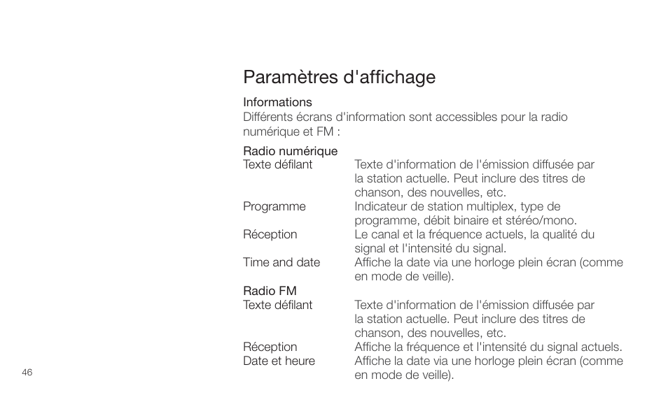 Paramètres d'afﬁchage | Pure Twilight User Manual | Page 46 / 160