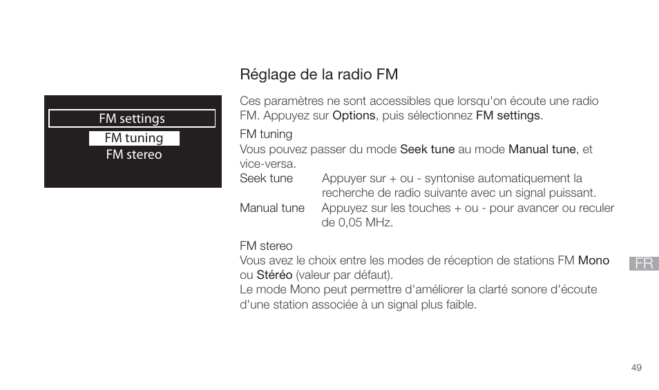 Réglage de la radio fm | Pure Twilight User Manual | Page 49 / 160
