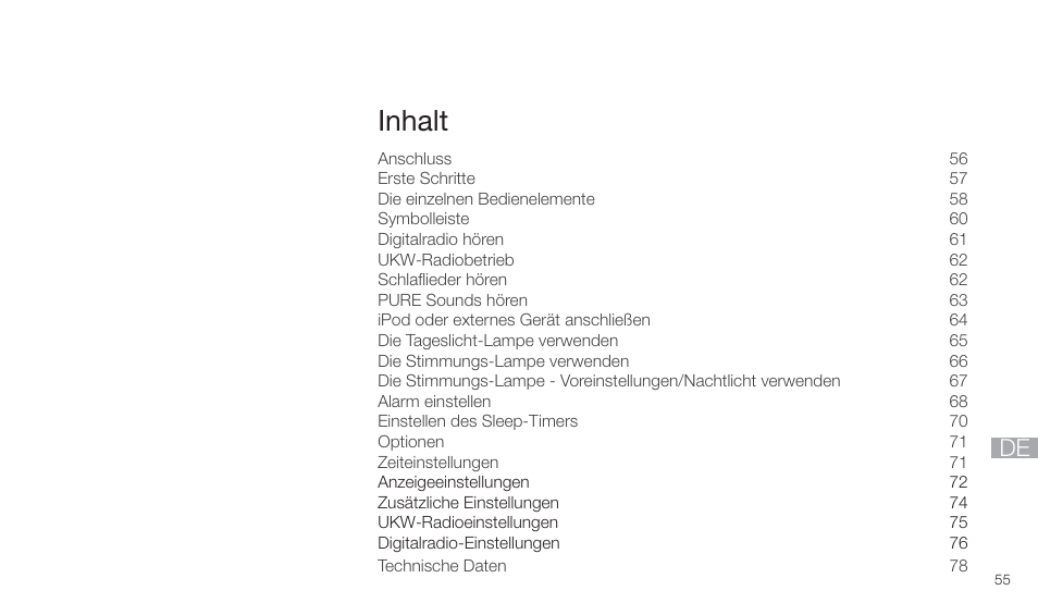 Inhalt | Pure Twilight User Manual | Page 55 / 160