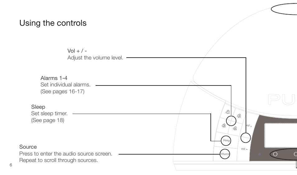 Using the controls | Pure Twilight User Manual | Page 6 / 160