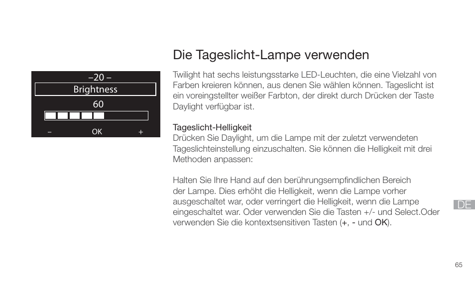 Die tageslicht-lampe verwenden | Pure Twilight User Manual | Page 65 / 160