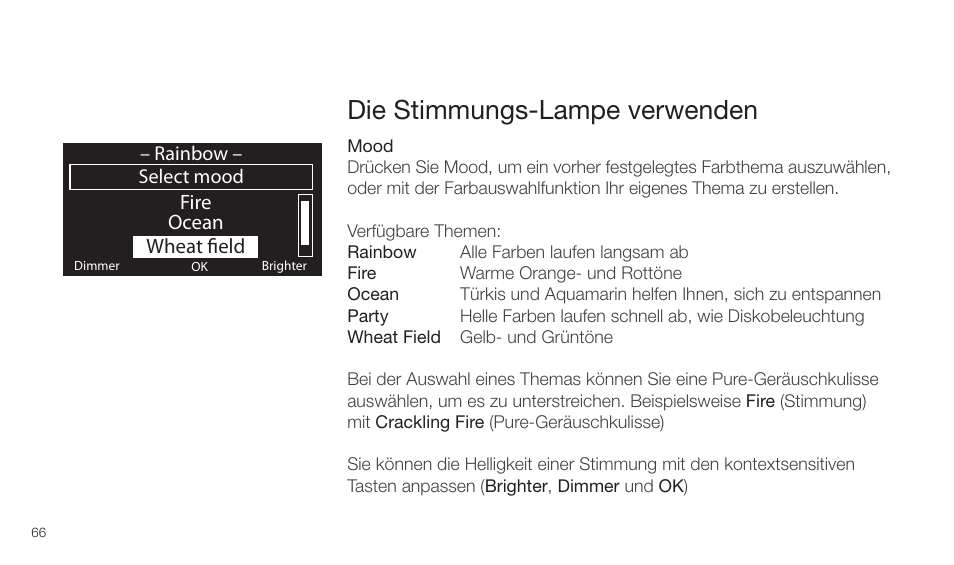 Die stimmungs-lampe verwenden | Pure Twilight User Manual | Page 66 / 160