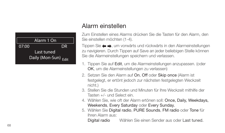 Alarm einstellen | Pure Twilight User Manual | Page 68 / 160